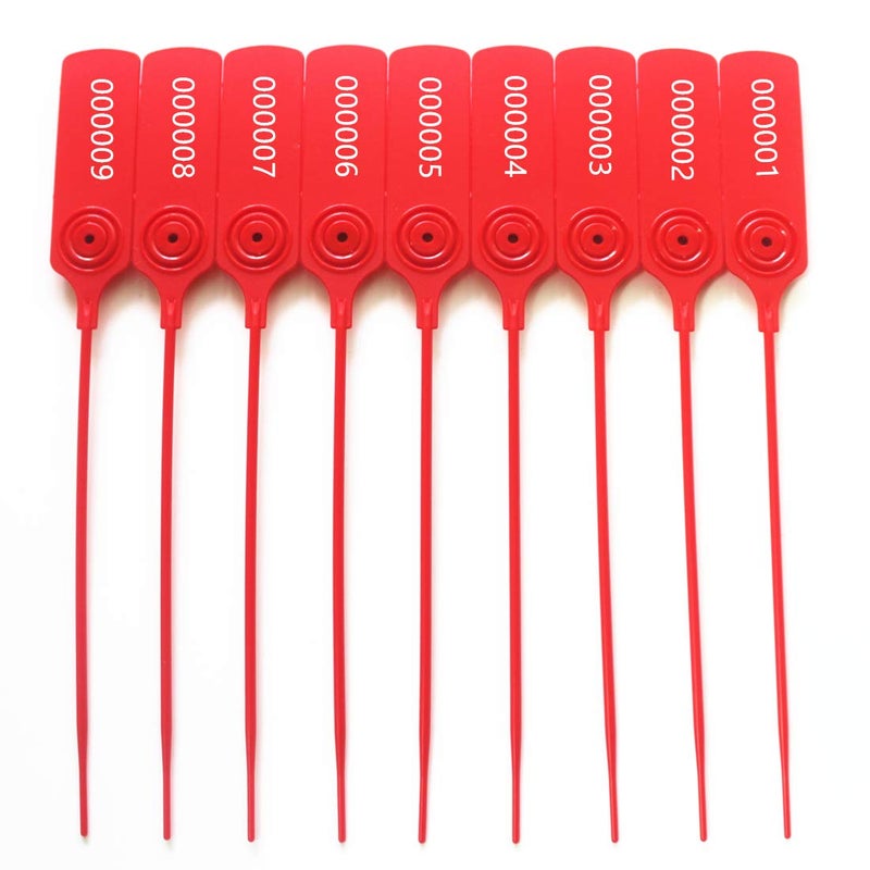 XF-Vel Pull-tite Security Seal Tamper Resistant Tags Plastic Padlock Sign Ties Numbered (Red, 100pcs) - Image 5